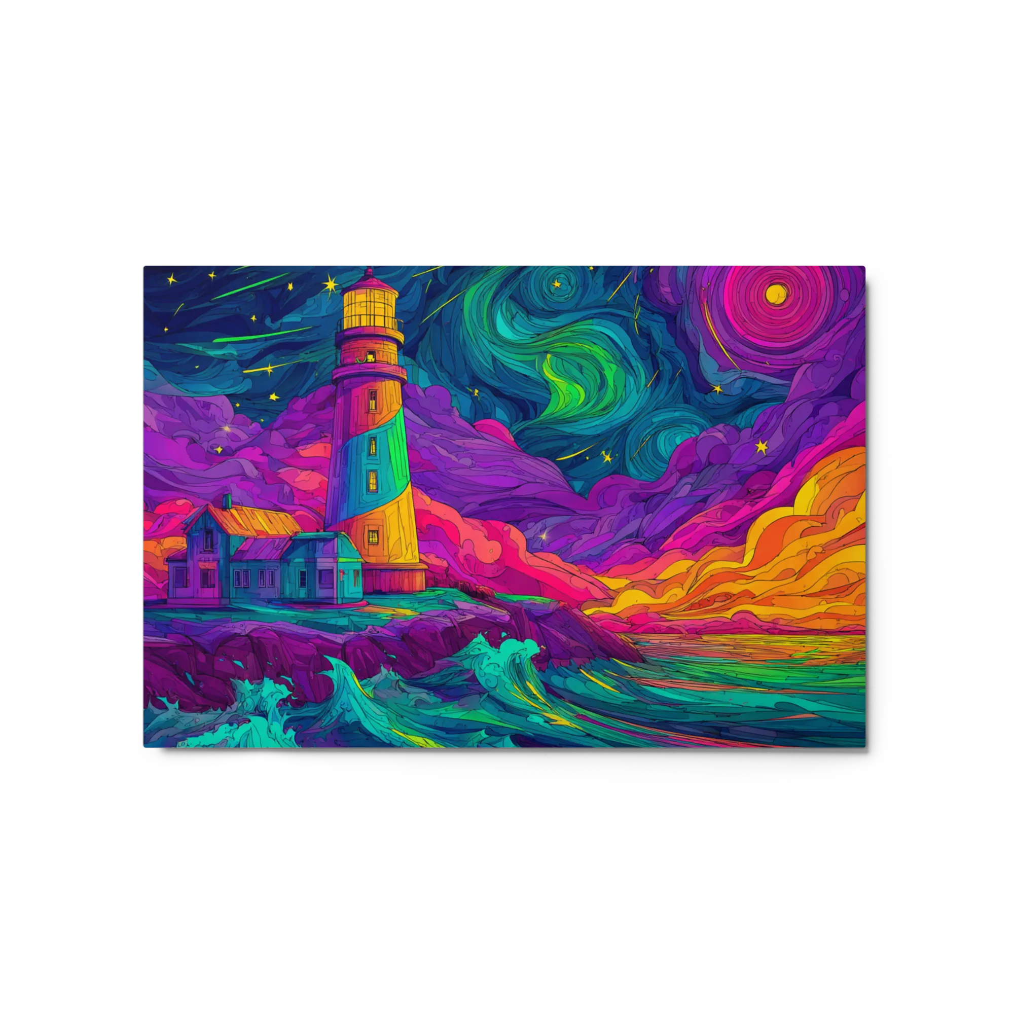 Swirling Neon Lighthouse
