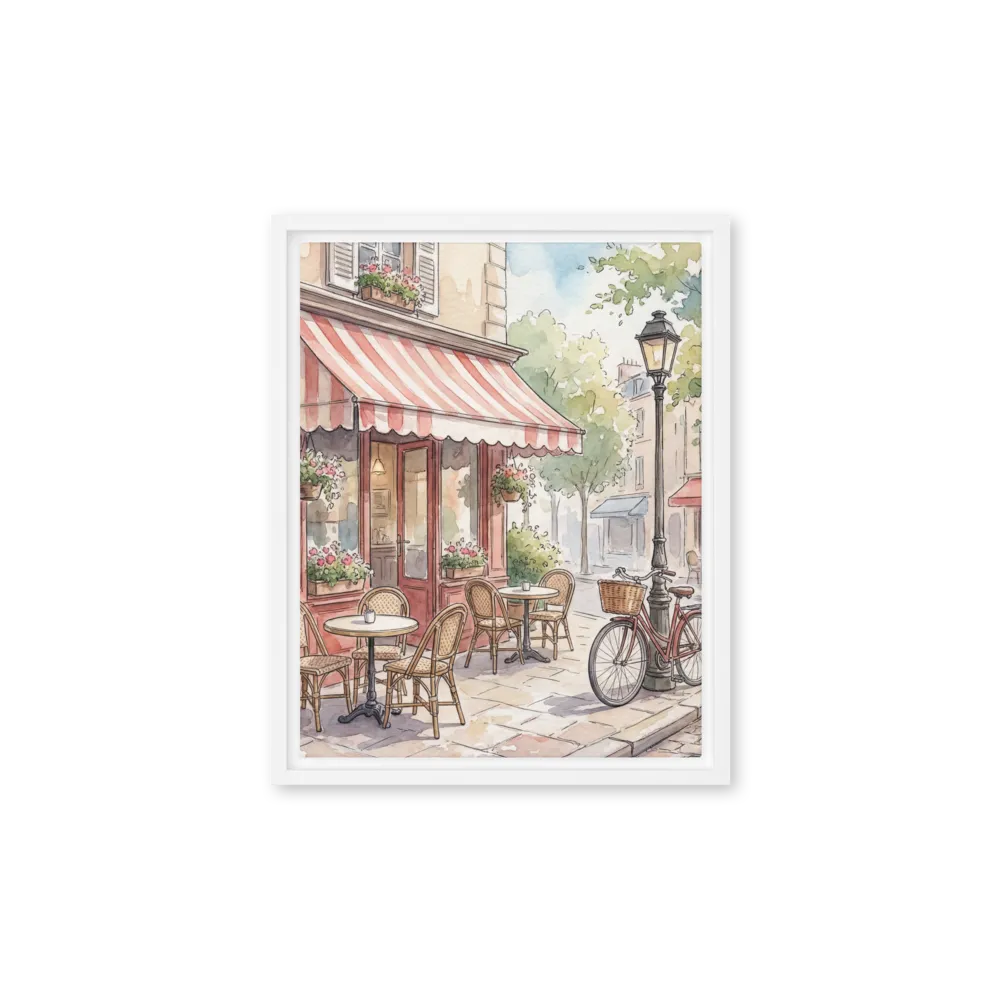 Parisian Cafe Morning 
 Canvas with Brown Frame