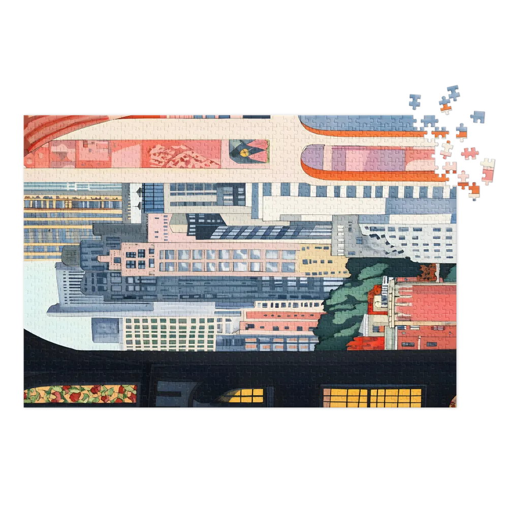 Vibrant Cityscape Illustration | Jigsaw Puzzle (252/520 pieces)