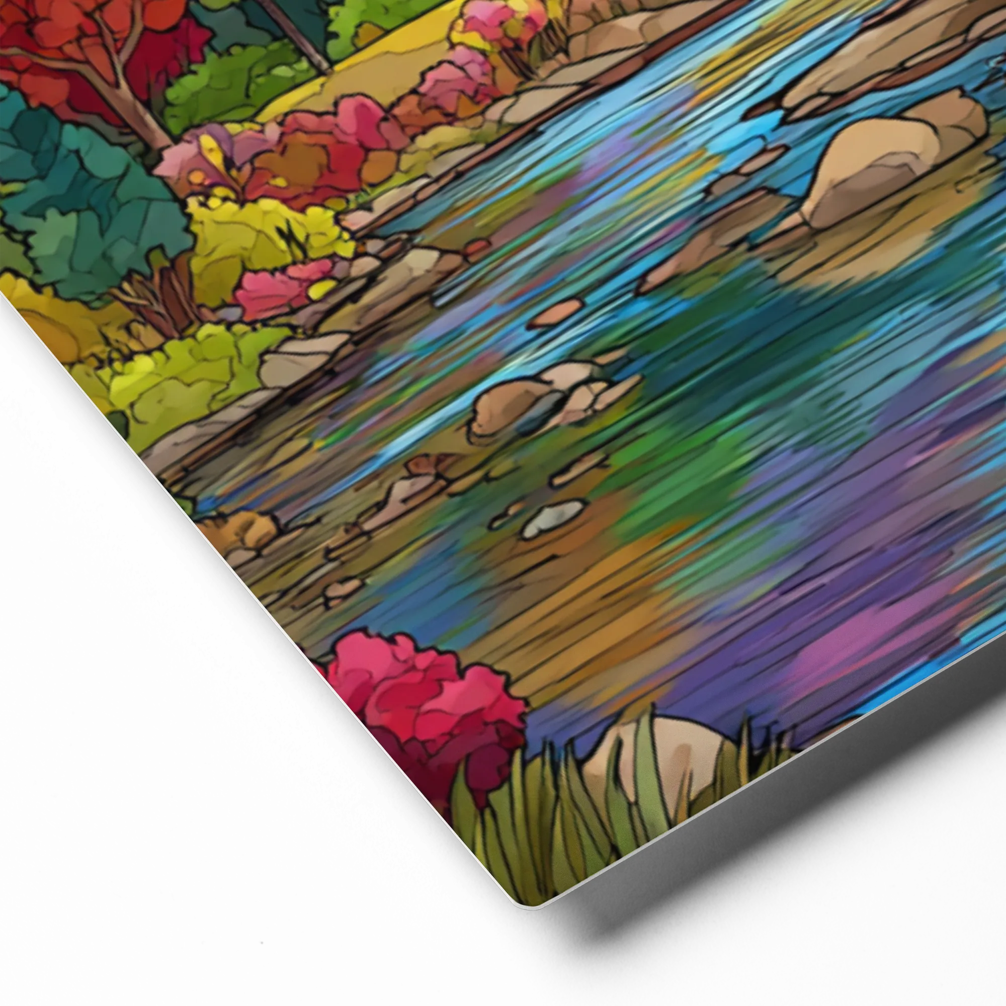 Stained Glass Mountain River | Art Print