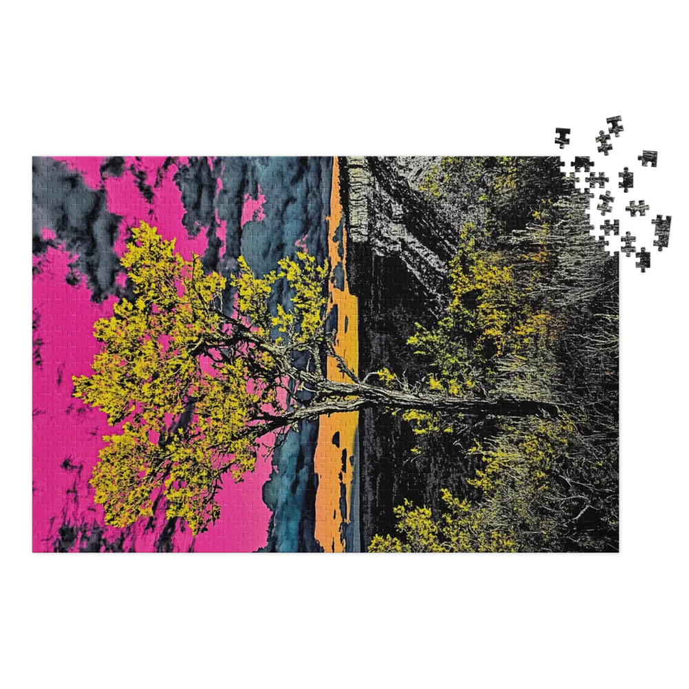 Surreal Tree in Magenta Sky