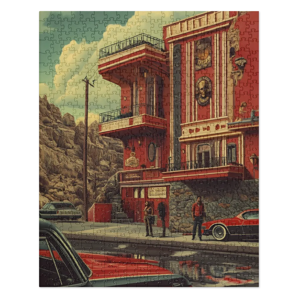 Crimson Alley Retro Ride 
 Jigsaw Puzzle