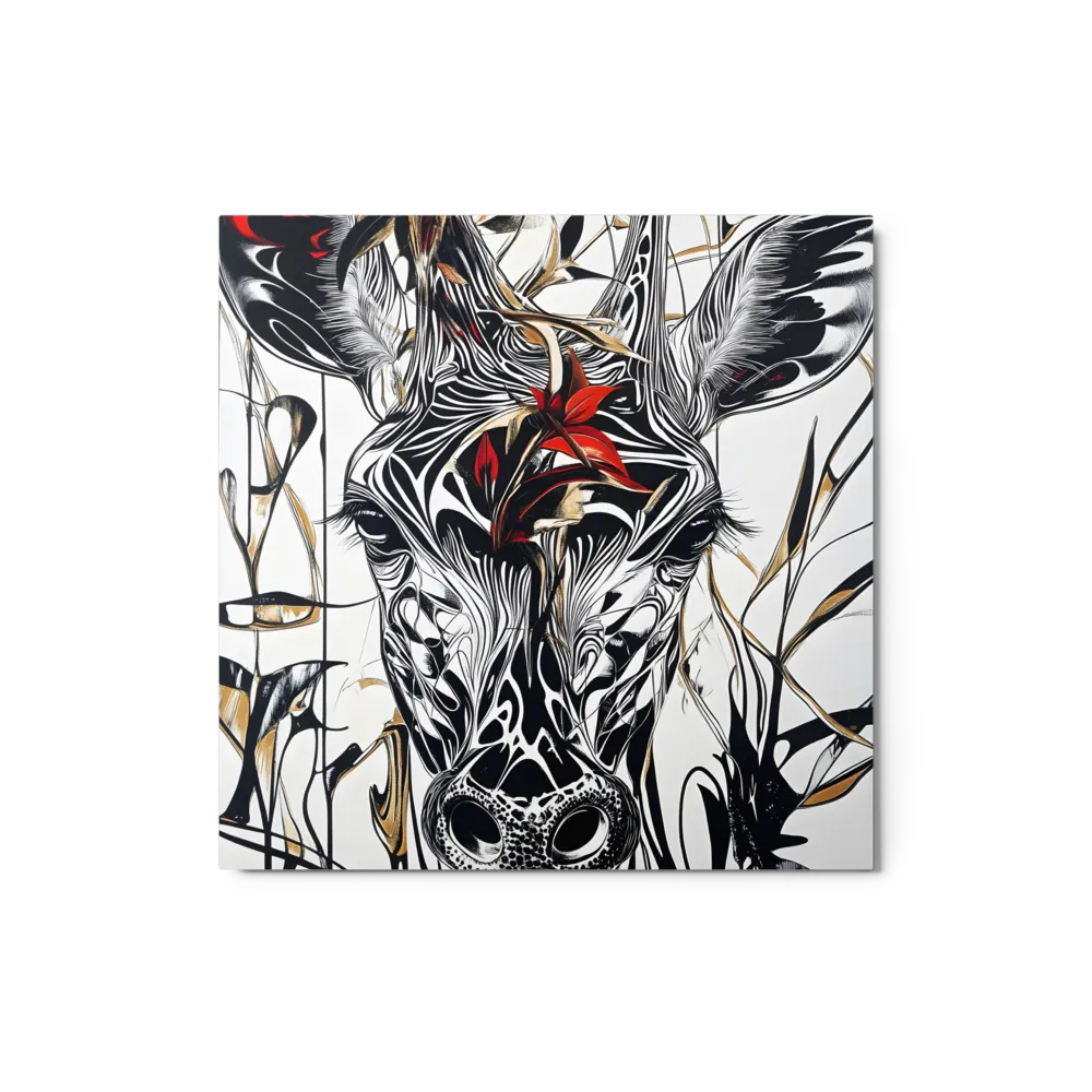 Art Nouveau Giraffe 
 Metal Print | 12″x 12″