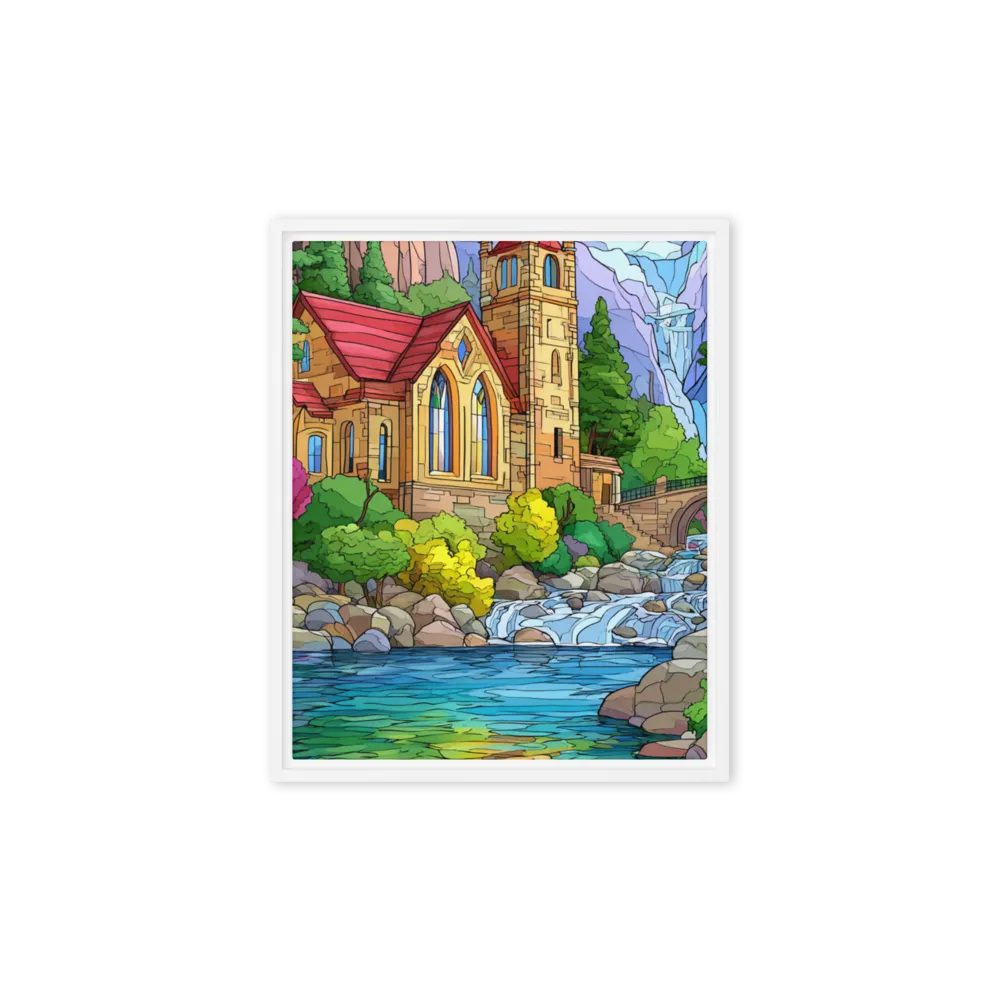 Sanctuary by the Stream 
 Poster with White Frame | 18″x 18″