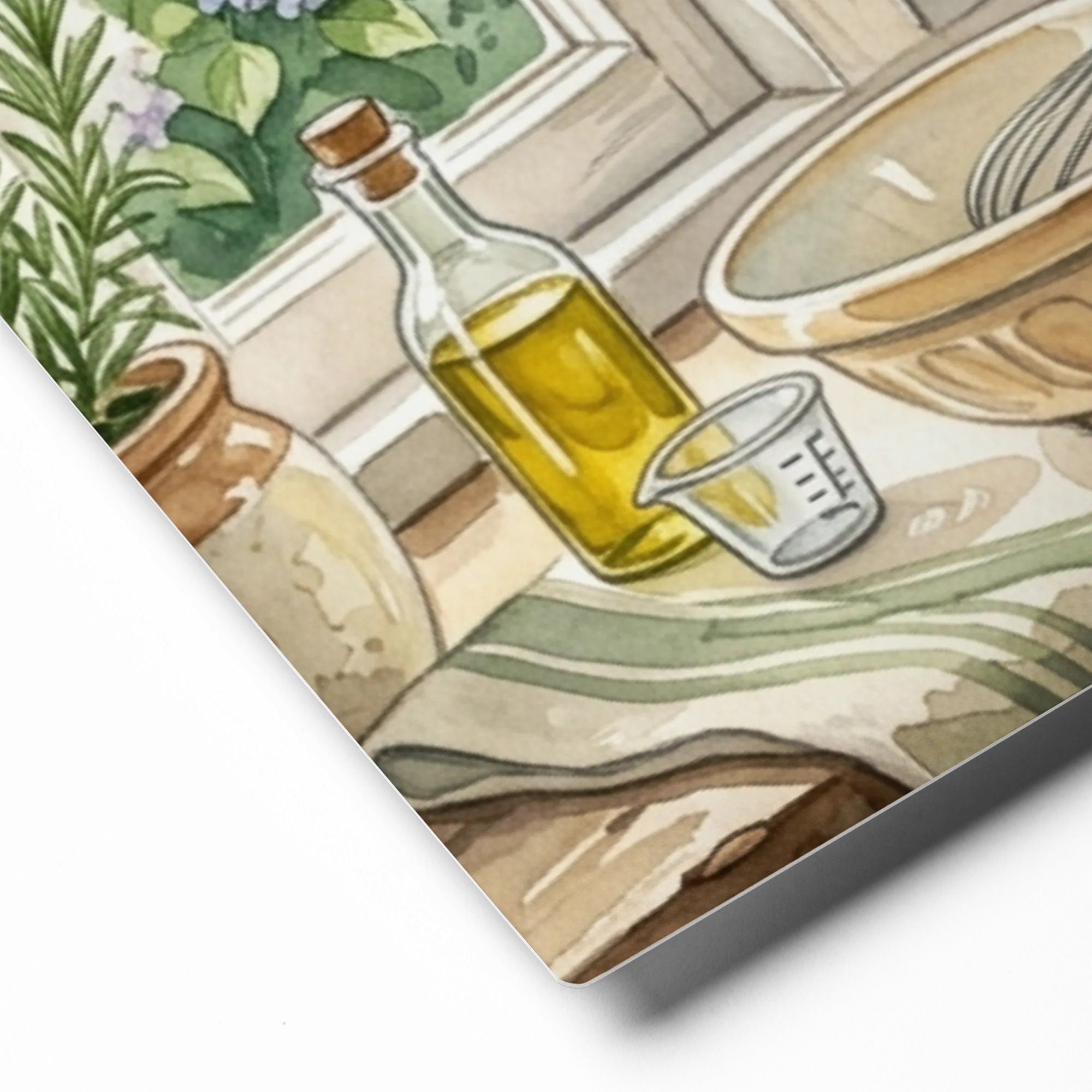 Sunny Kitchen Garden 
 Paper Print With Red oak Frame & Mat | 12″x 16″
