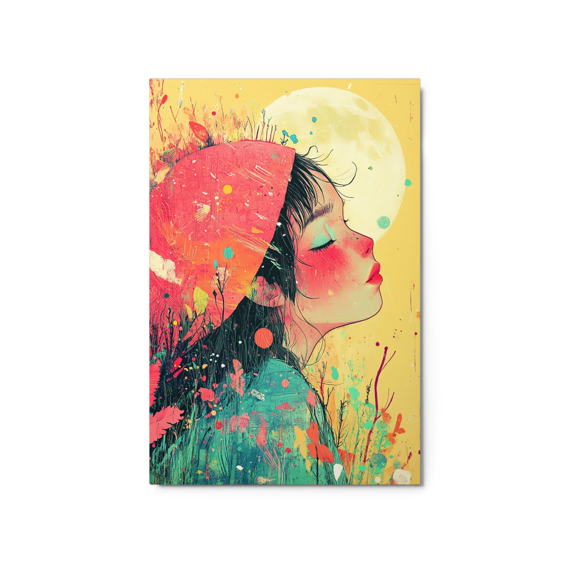 Profile of a Girl with Moon