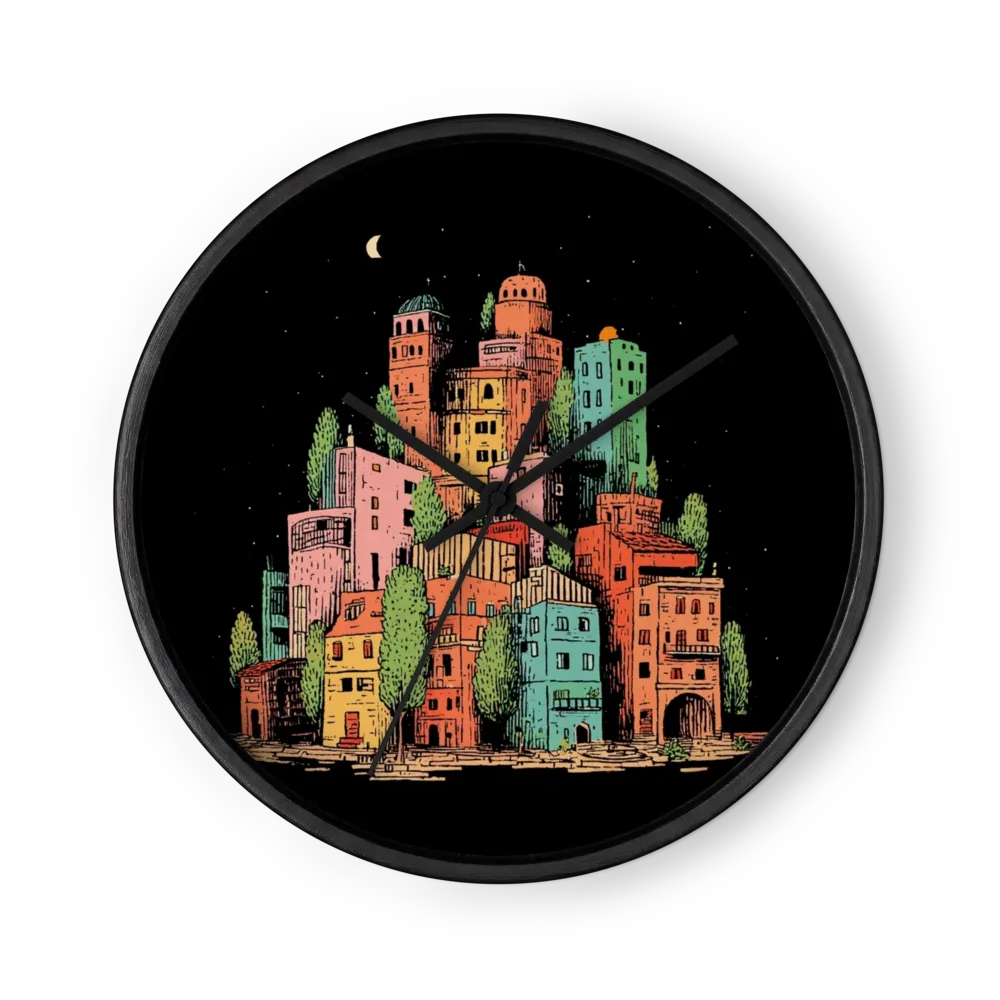 Night Village Stack | Wall Clock