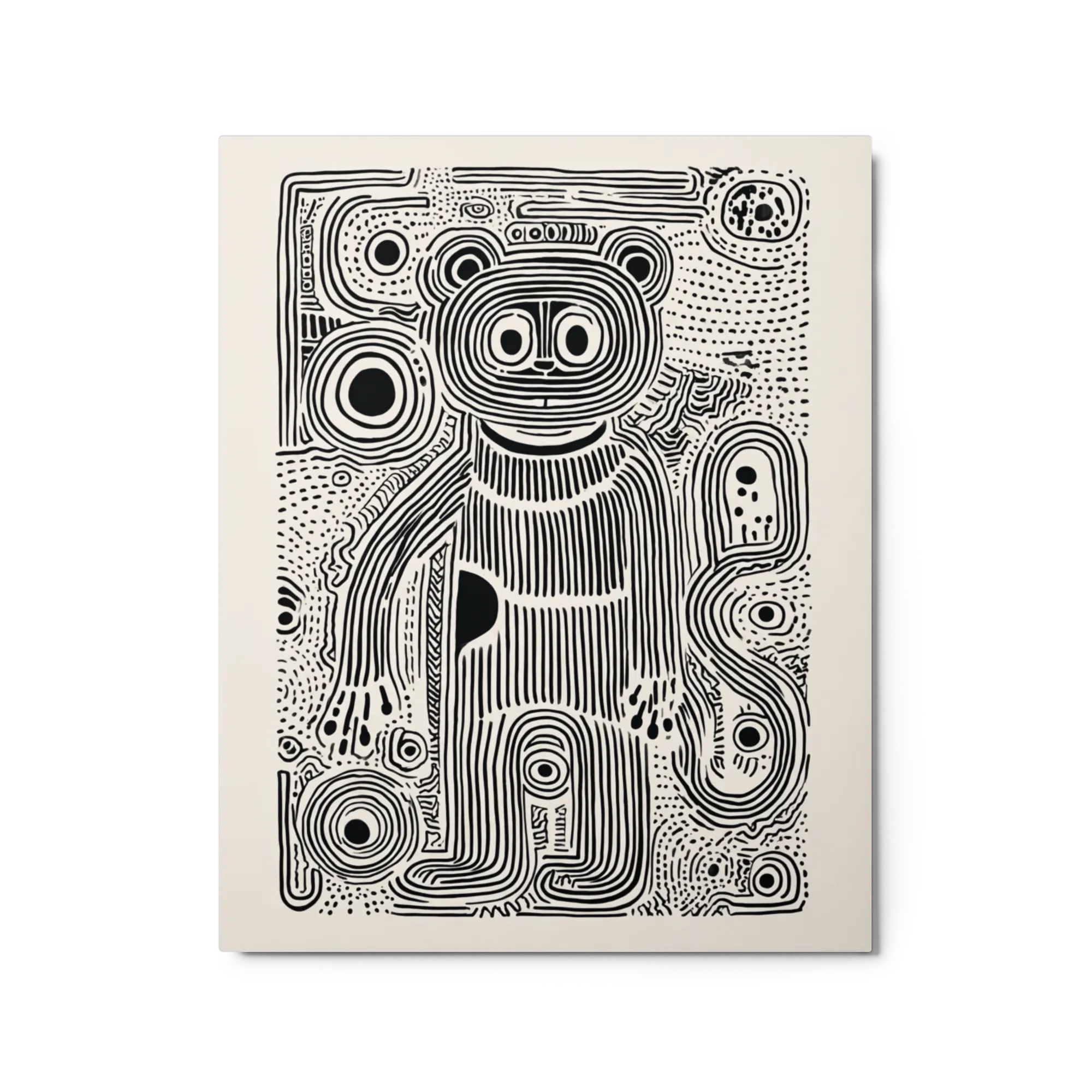 Contour Bear 
 Poster with Red oak Frame | 18″x 18″