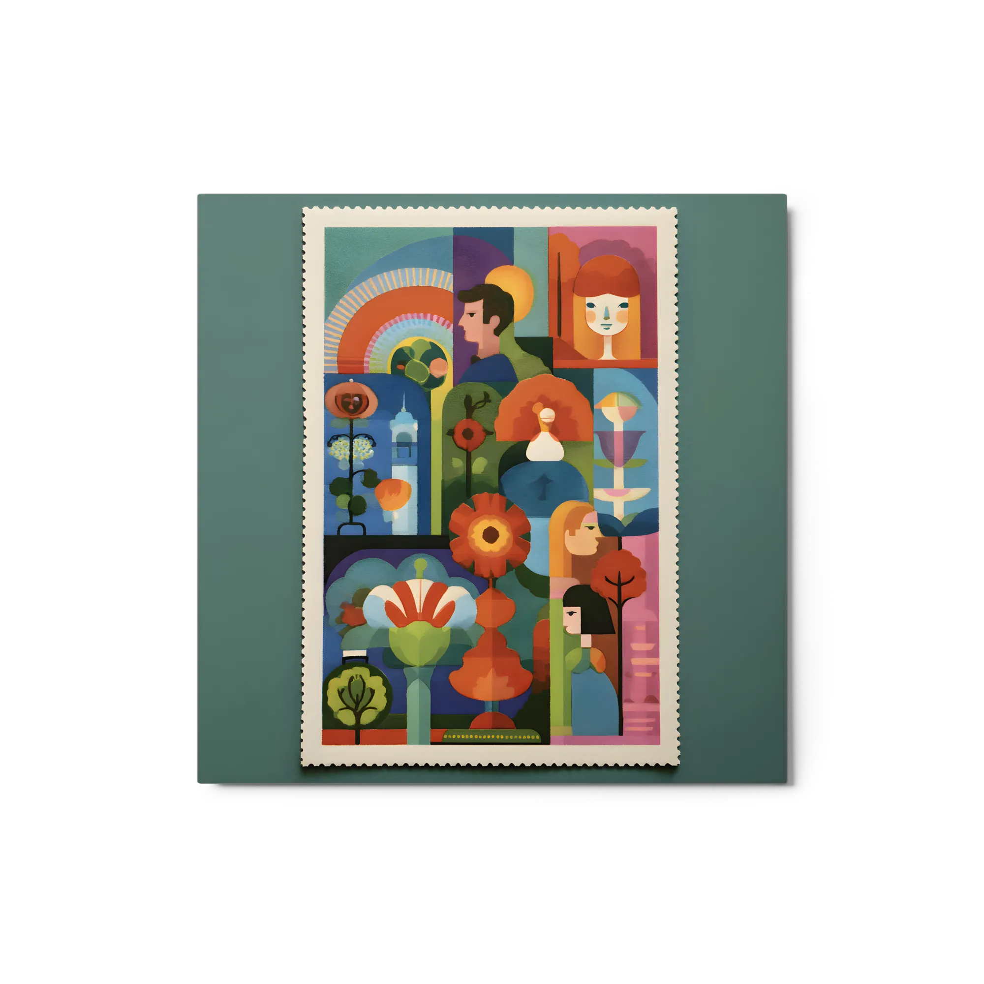 Mid-Century Floral Tapestry 
 Canvas | 14″x 14″
