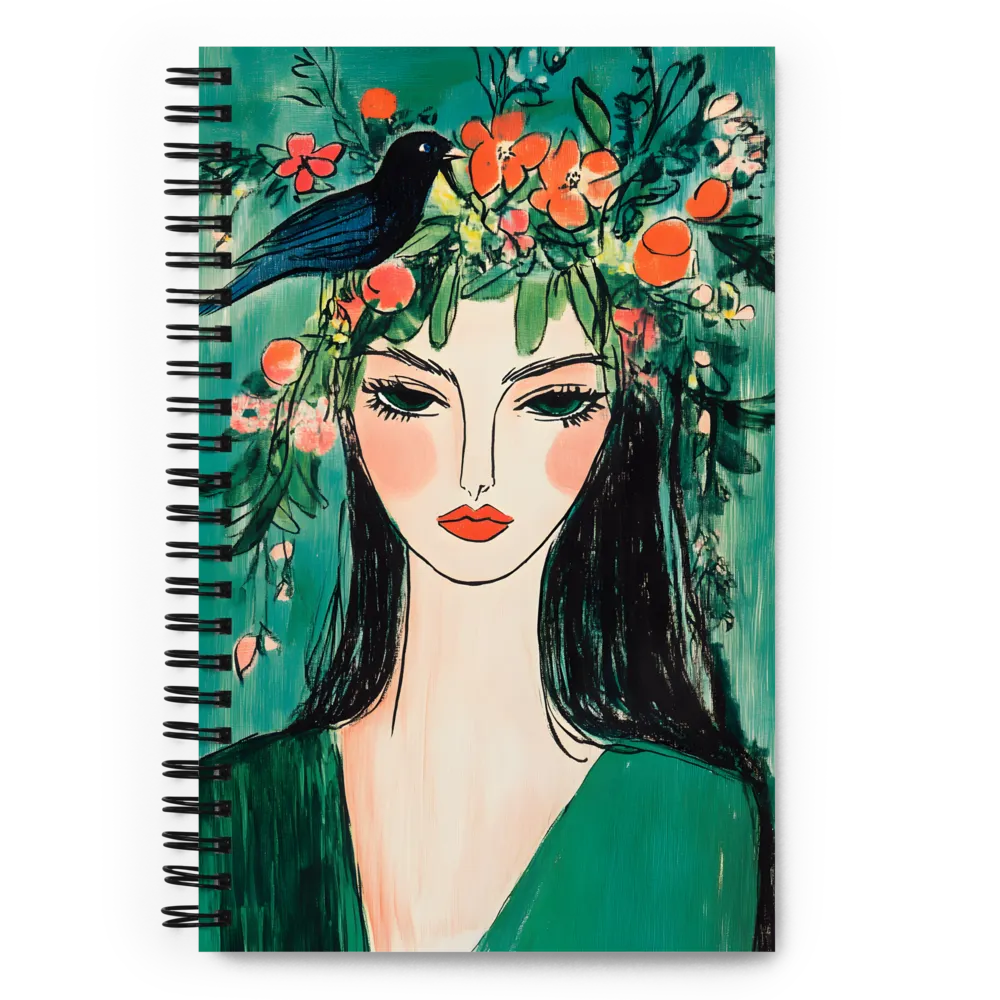 Woman with Bird Crown 
 Spiral Notebook | 140 pages