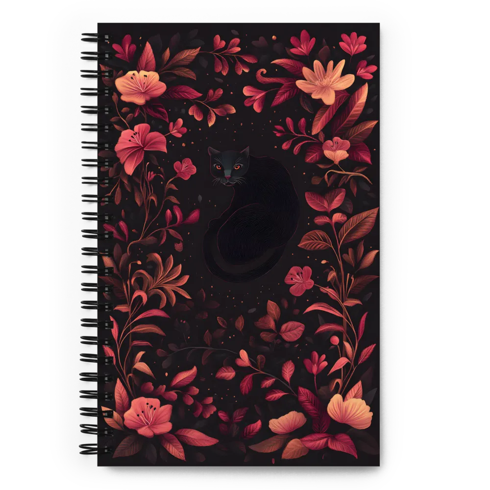 Nocturnal Floral Cat 
 Spiral Notebook | 140 pages