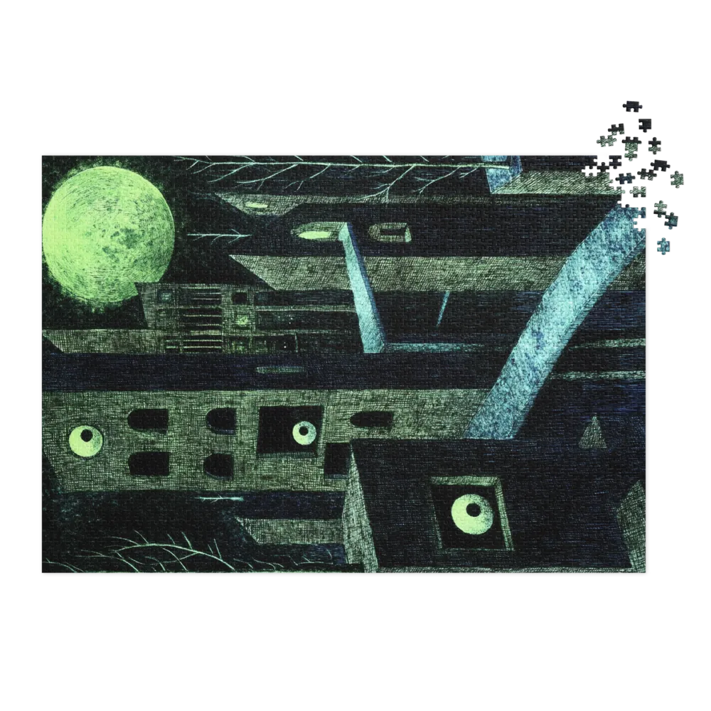 Surreal Moonlit City 
 Jigsaw Puzzle in Tin Box
