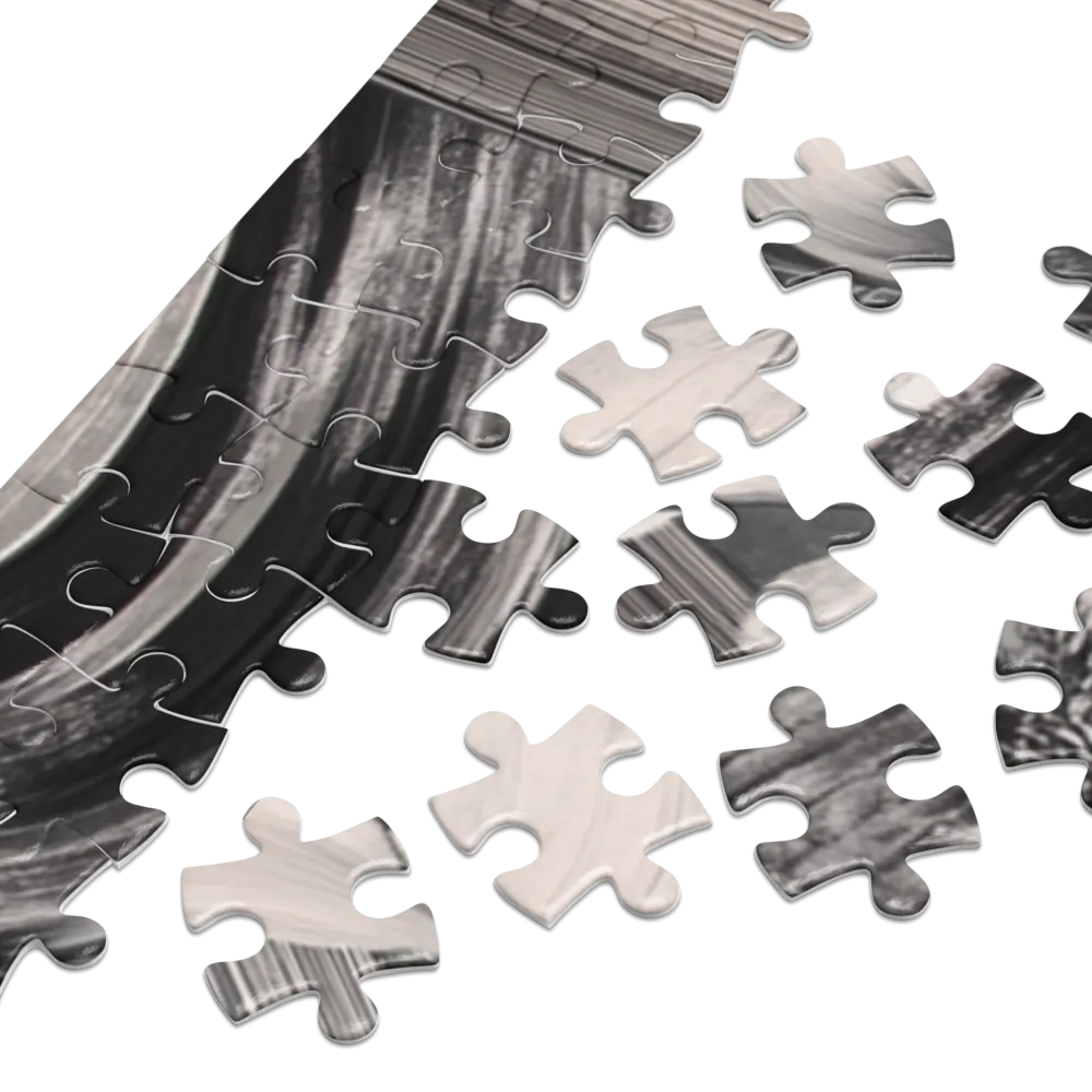 Abstração Floral Monocromática 
 Puzzle em caixa de metal