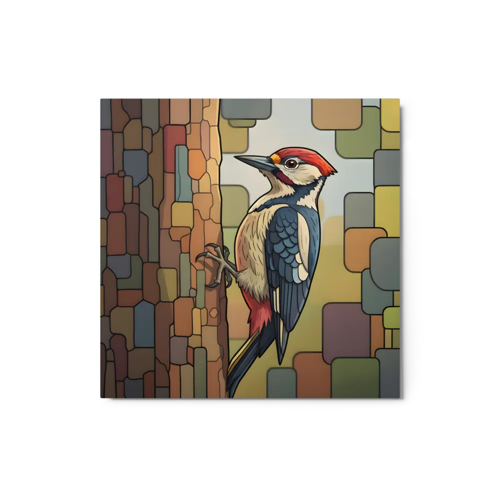 Mosaic Woodpecker 
 Canvas with Brown Frame