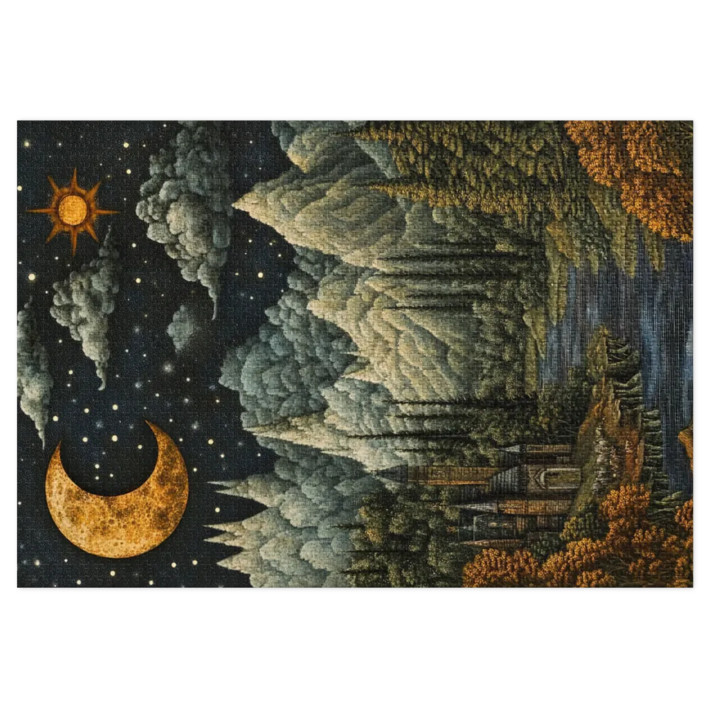Moonlit Landscape with Castle and Mountains | Jigsaw Puzzle (252/520 pieces)