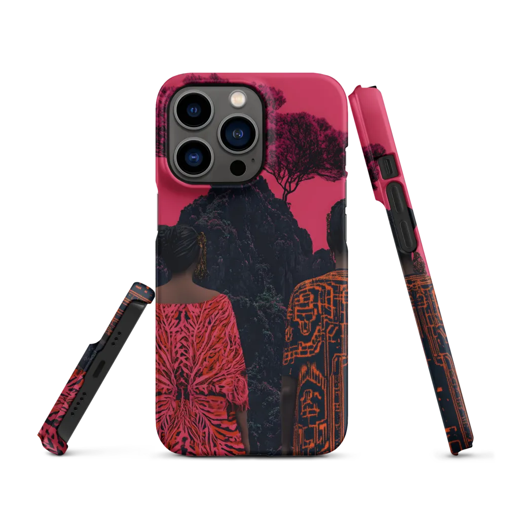 Two Figures and Pink Trees | Phone Case