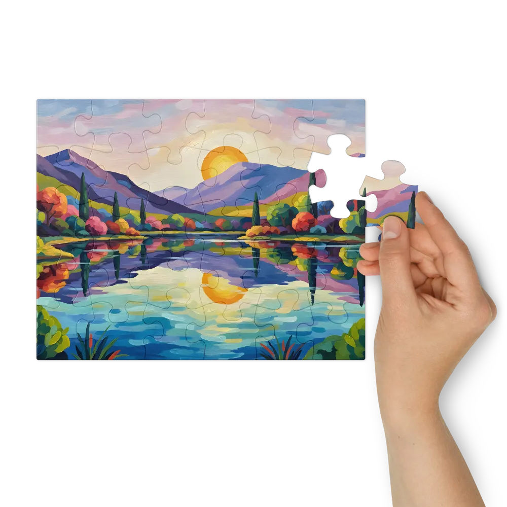 Impressionist Mountain Reflections 
 Jigsaw Puzzle in Tin Box