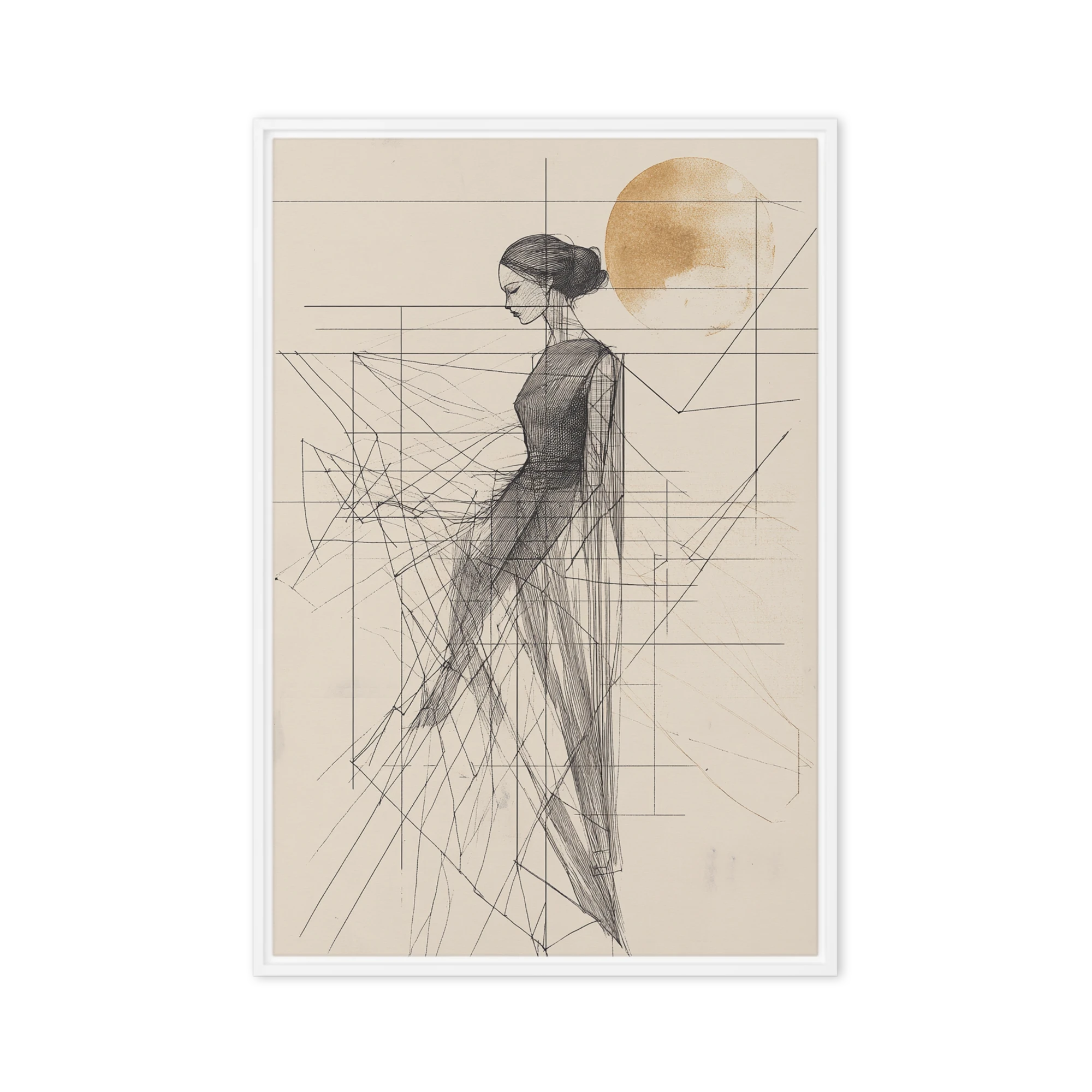 Minimalist Line Art of Woman with Sun