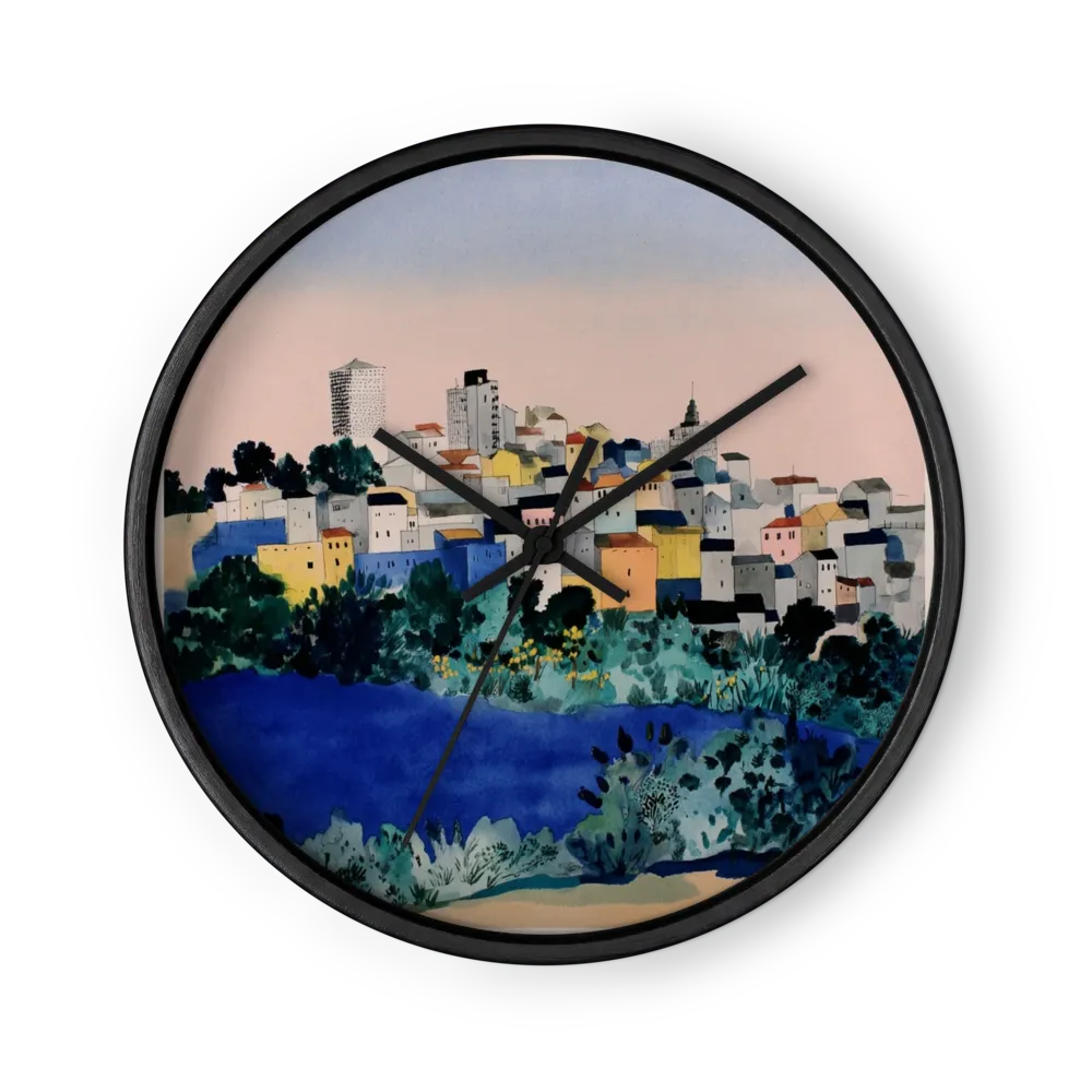 Hillside Village by the Water | Wall Clock