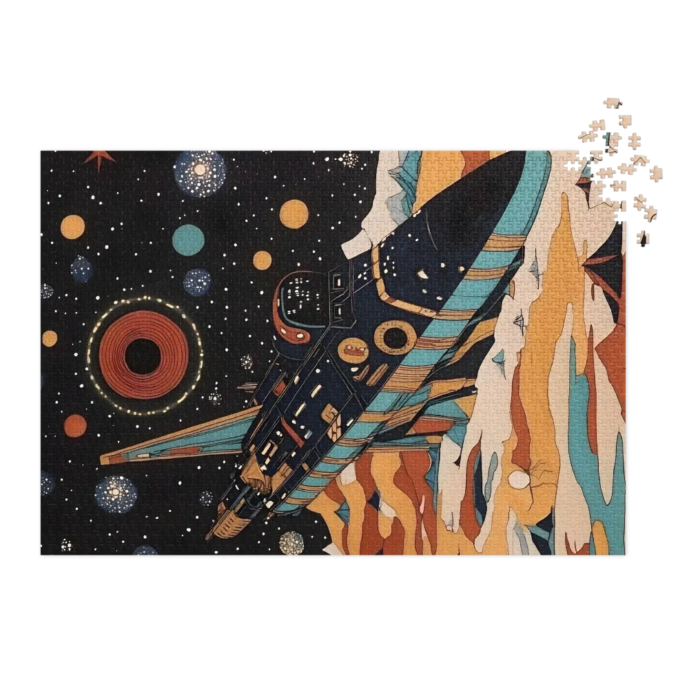Futuristic Spaceship in a Cosmic Landscape | Jigsaw Puzzle (252/520 pieces)