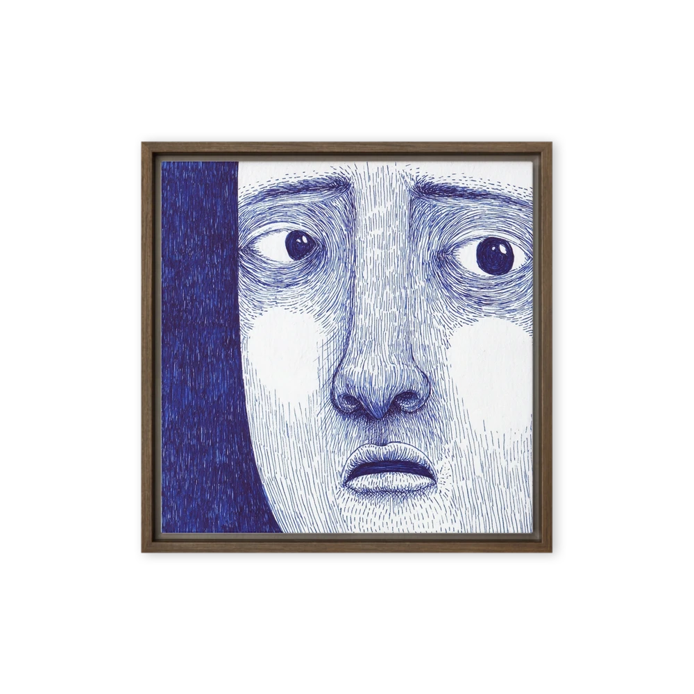 Anxious Gaze in Blue | Art Print