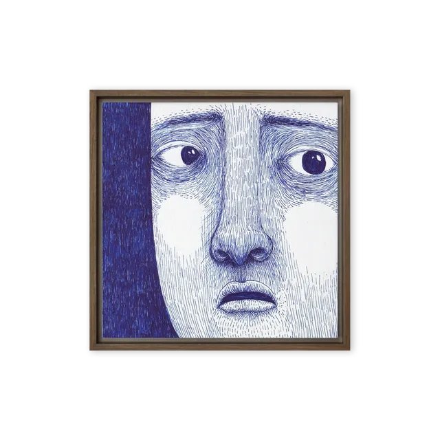 Anxious Gaze in Blue | Art Print