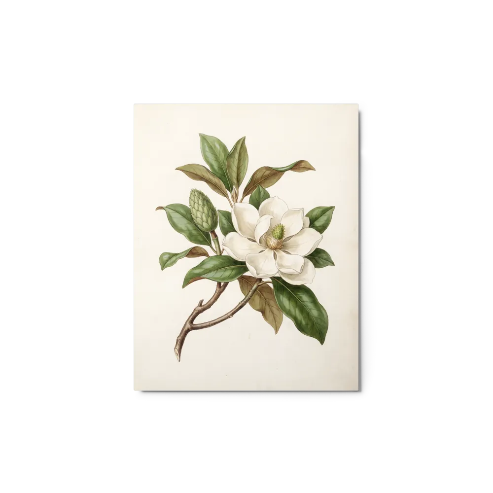 Elegant Magnolia Blossom 
 Metal Print | 20″x 30″