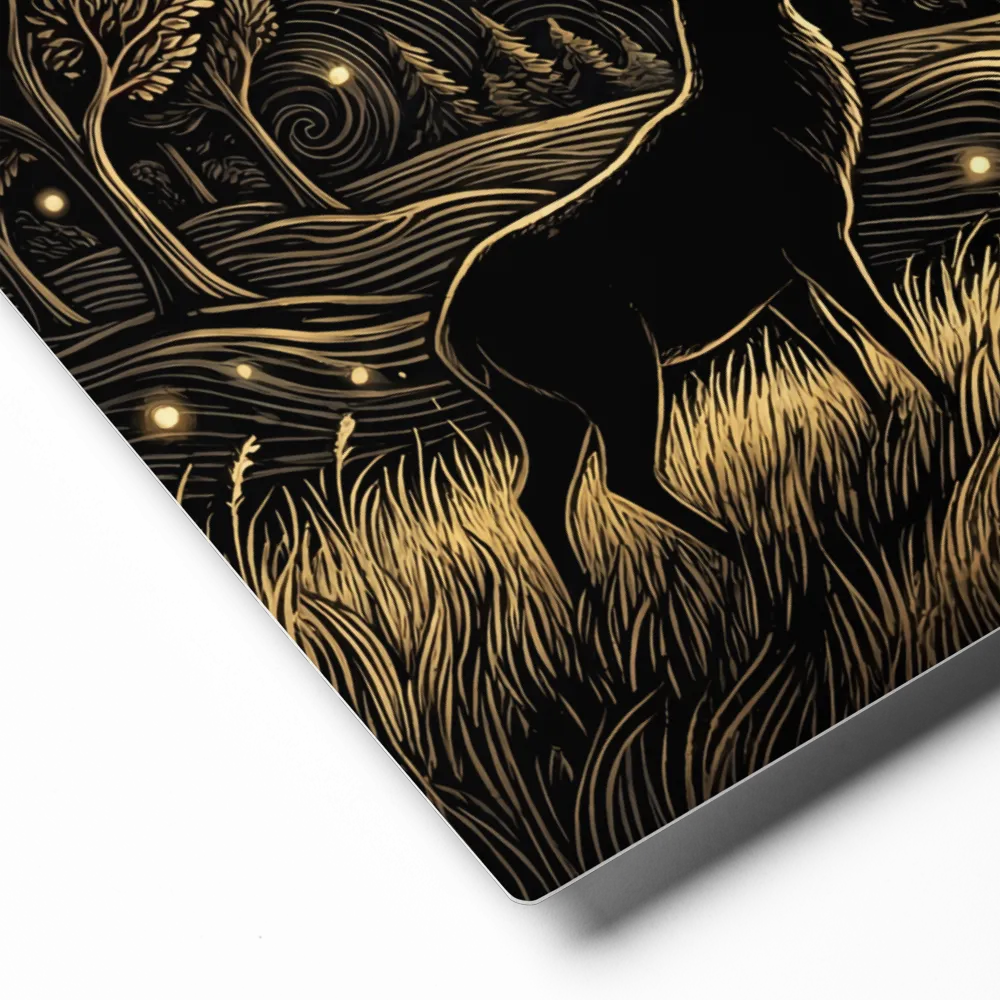 Celestial Stag Engraving 
 Poster with White Frame | 12″x 16″