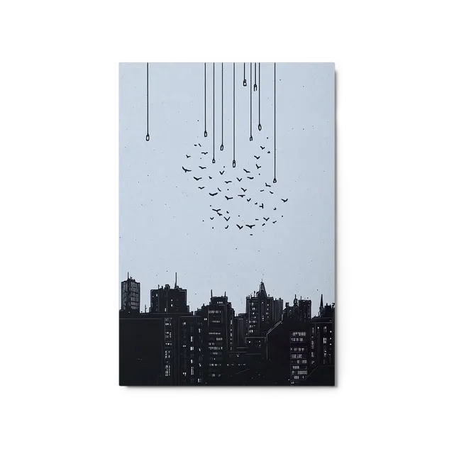 Cityscape with Flying Birds | Art Print
