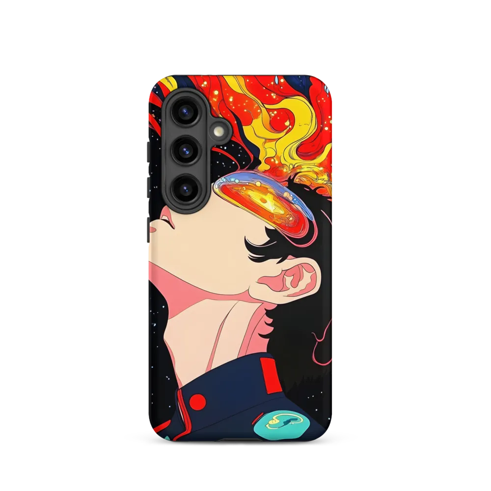 Cosmic Portrait with Fiery Hair | Phone Case