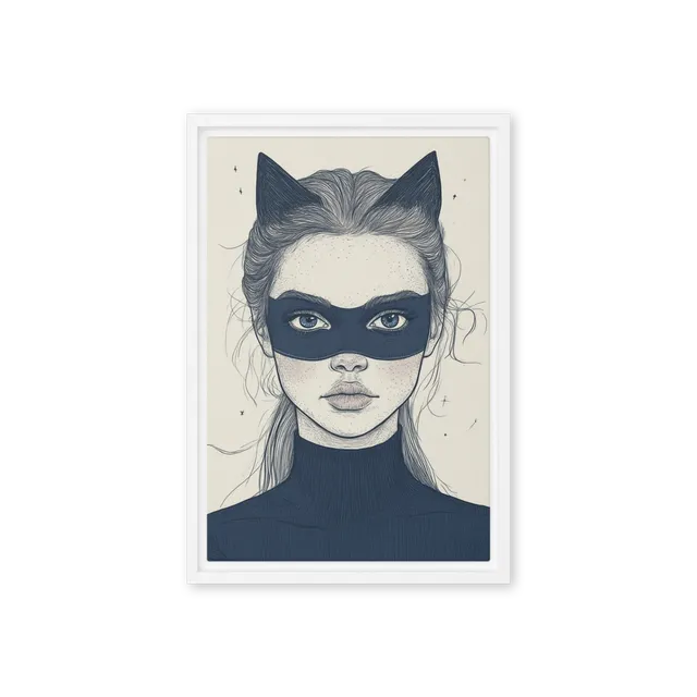 Enigmatic Cat Mask Portrait | Art Print