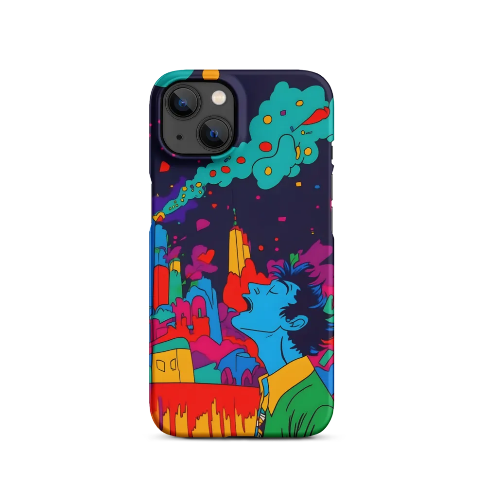 Colorful Surreal Cityscape with Person | Phone Case