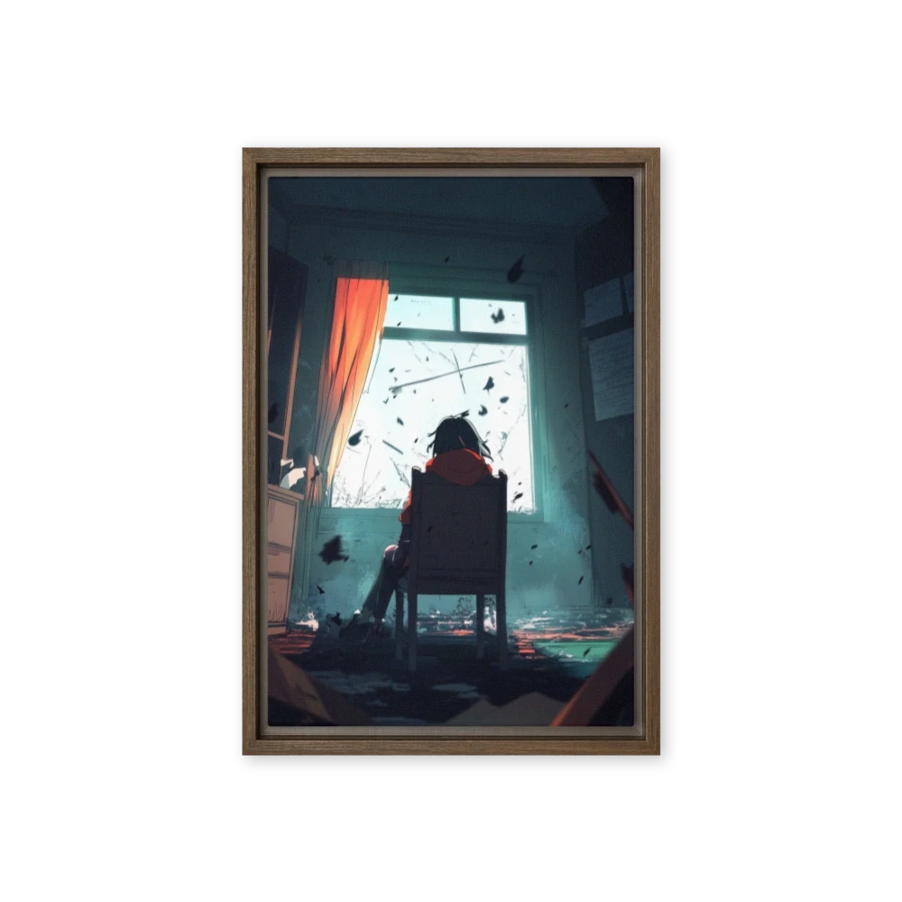 Person in Room Facing Broken Window