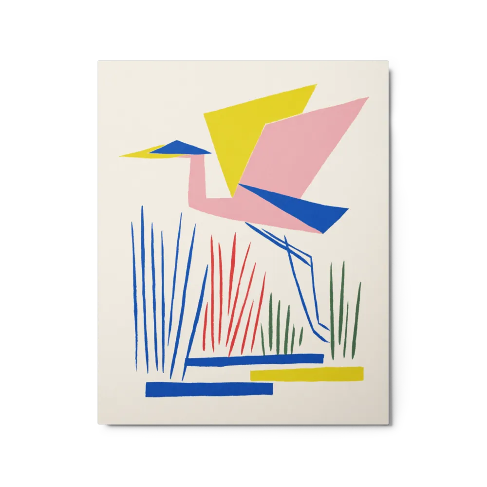 Heron in the Reeds 
 Canvas with White Frame