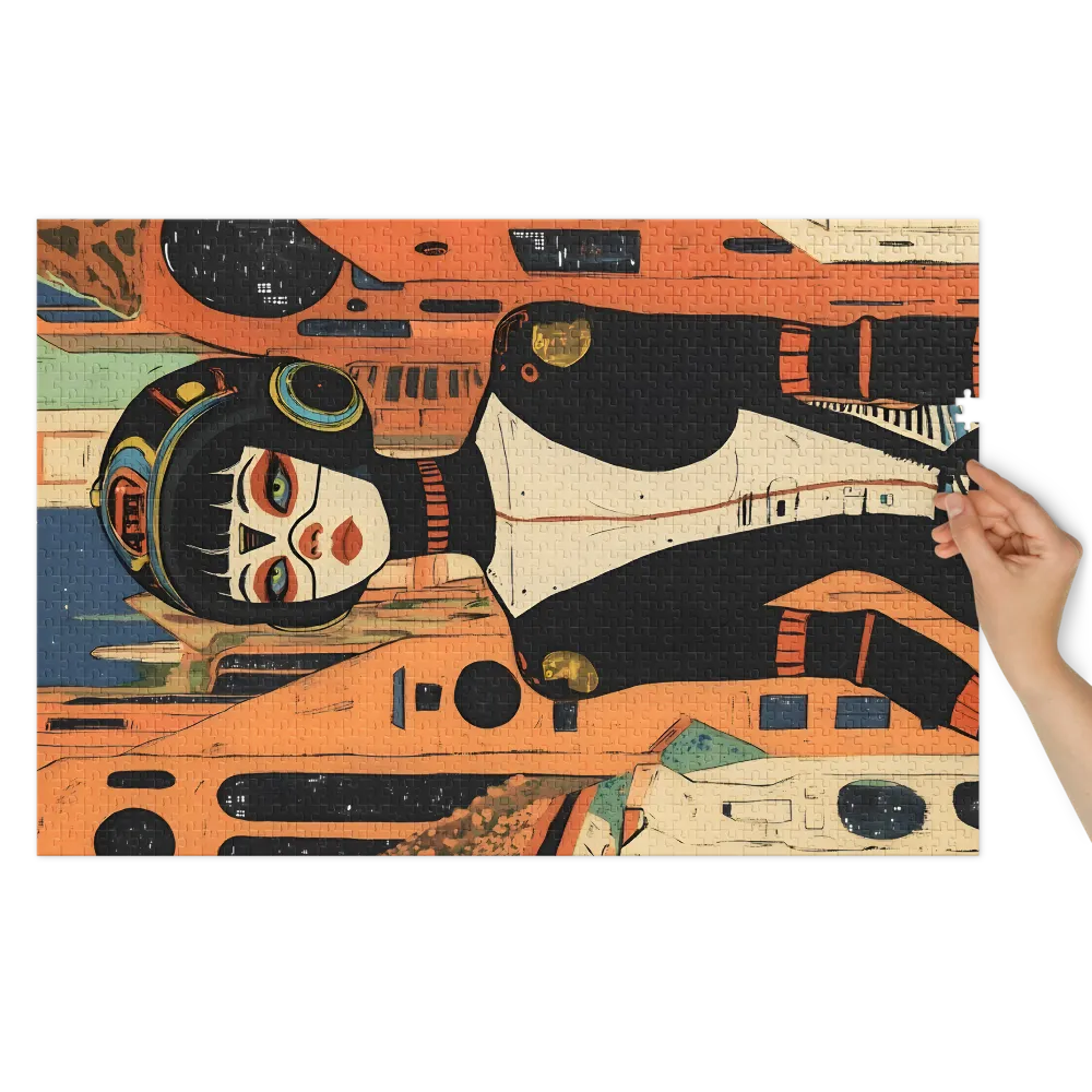 Futuristic Female Character in Urban Landscape | Jigsaw Puzzle (252/520 pieces)