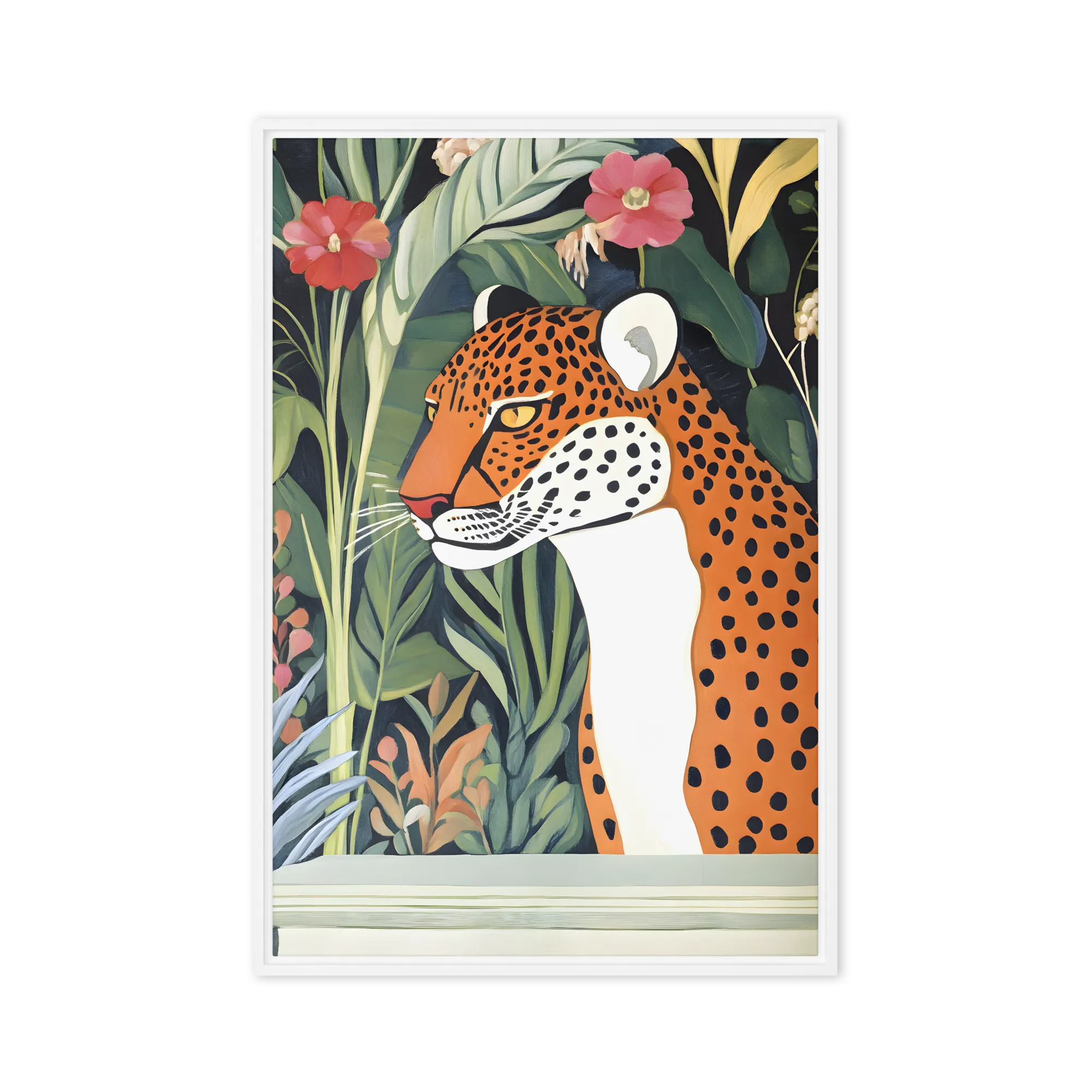 Stylized Leopard in Tropical Setting