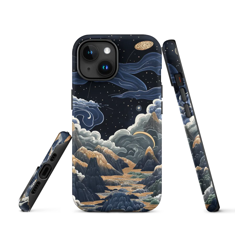 Mountain Landscape with Red Planet | Phone Case