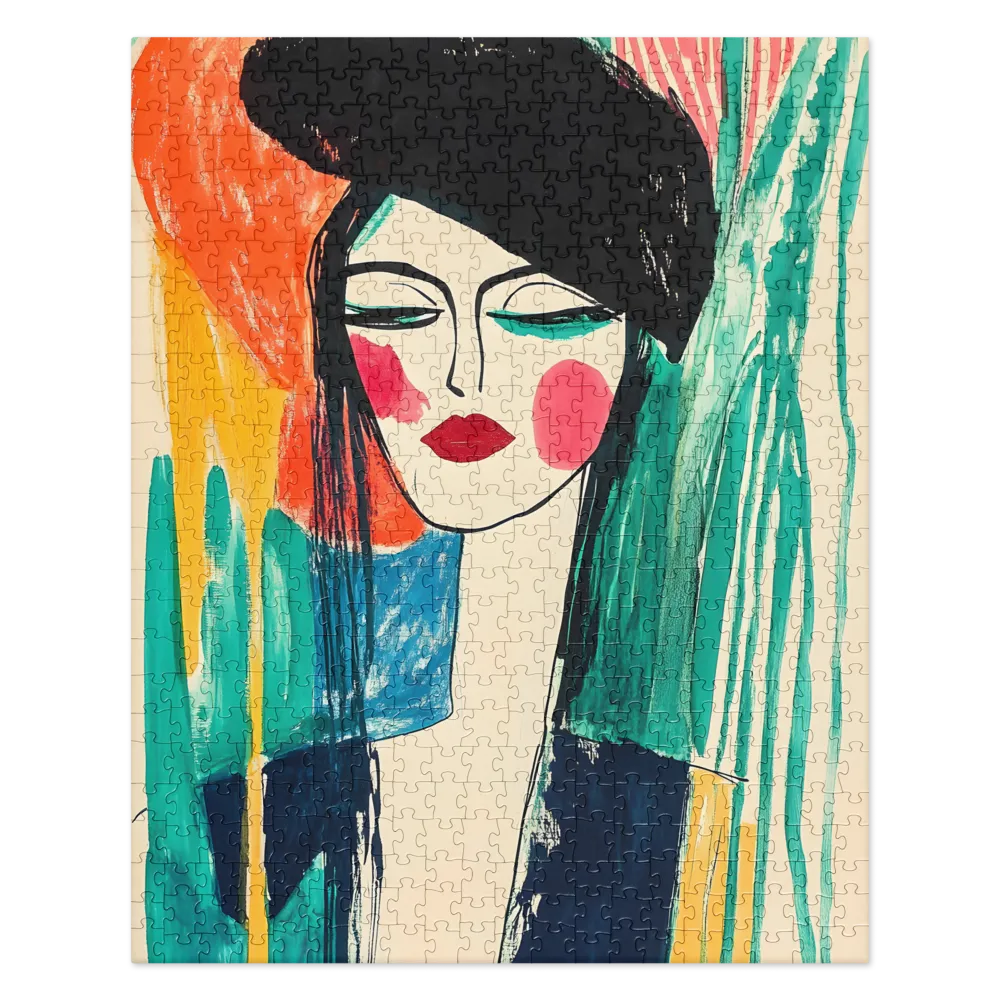 Abstract Woman Portrait 
 Jigsaw Puzzle in Tin Box