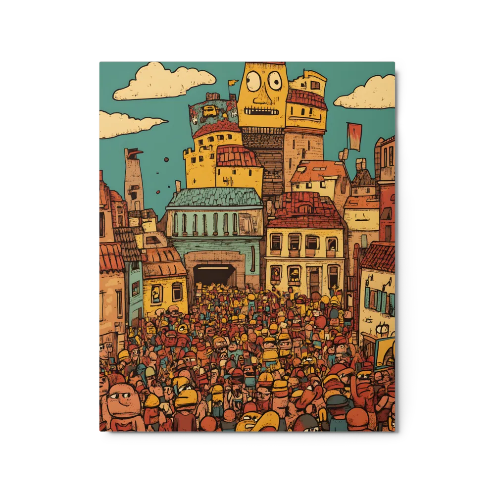 The Lively City Crowd 
 Canvas with White Frame