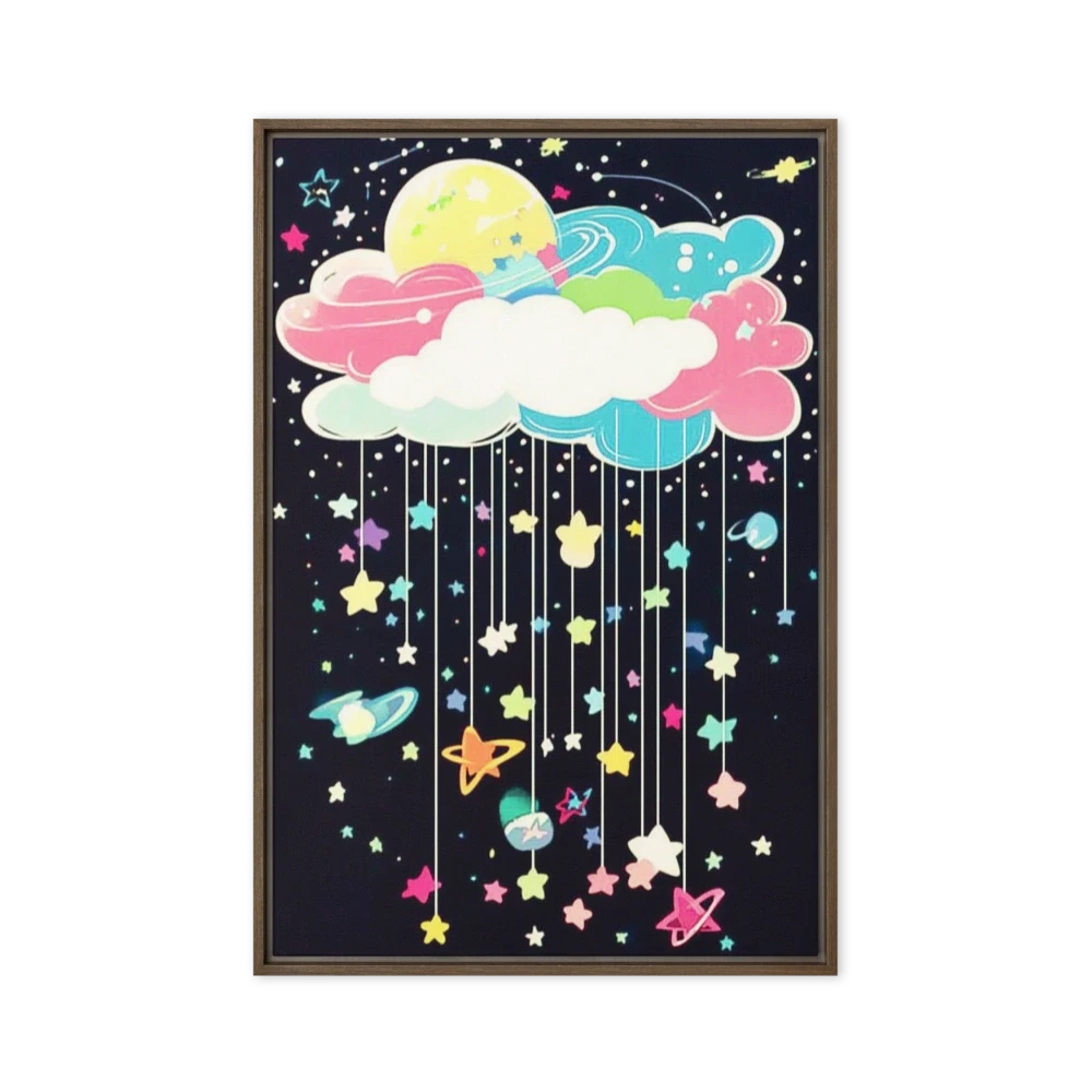 Colorful Cloud with Stars and Planets