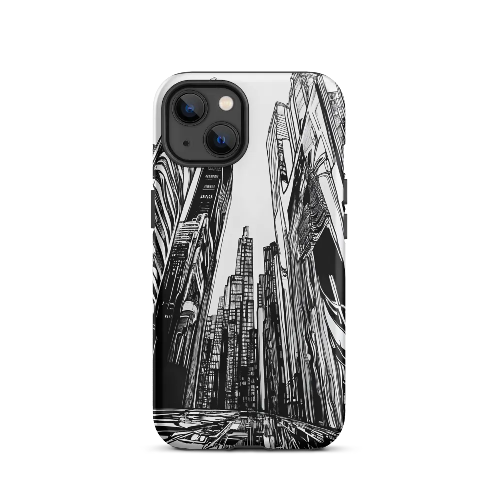 Futuristic Cityscape Line Art | Phone Case
