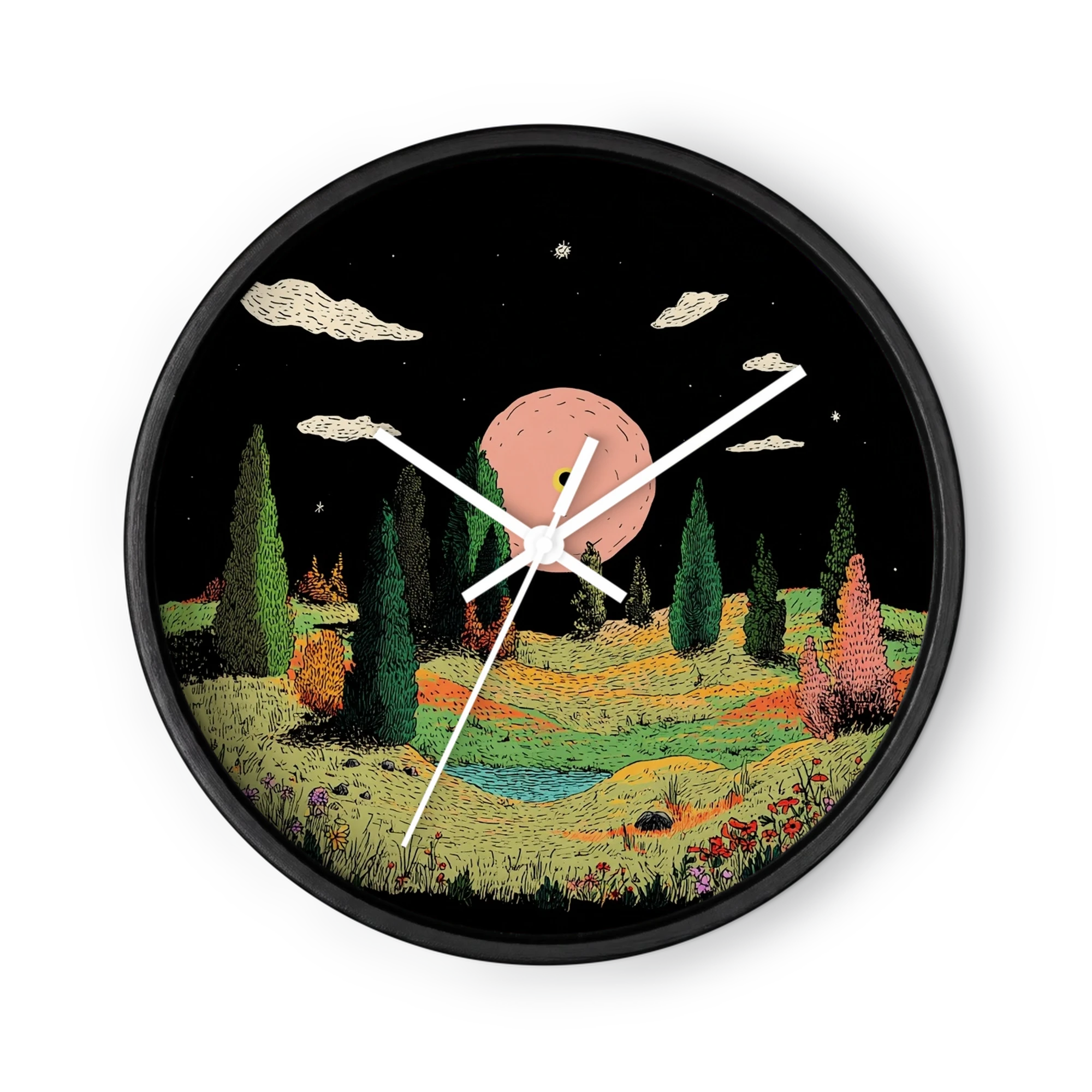 Night Meadow and Pink Sun