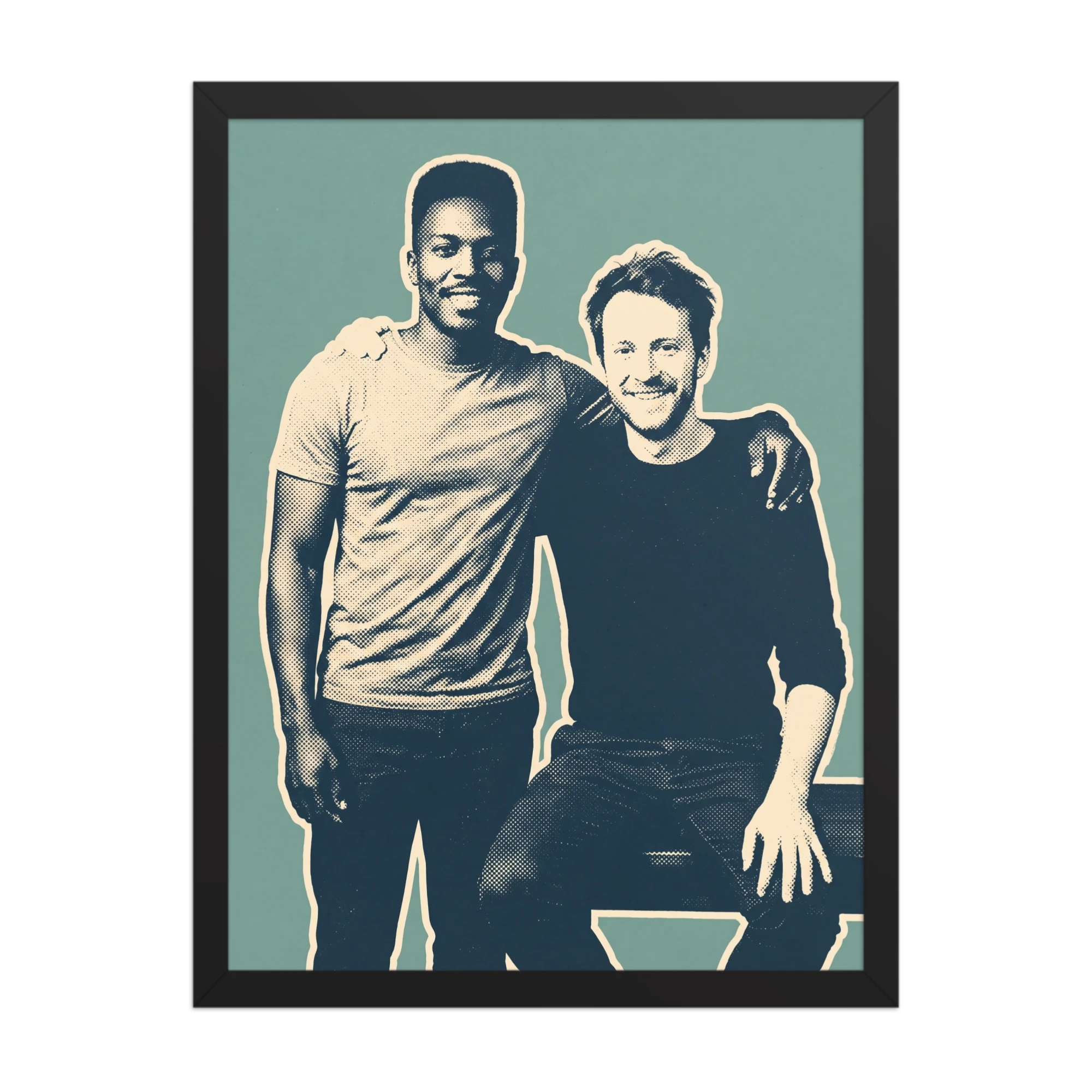 Duotone Screenprint Couple Portrait — example