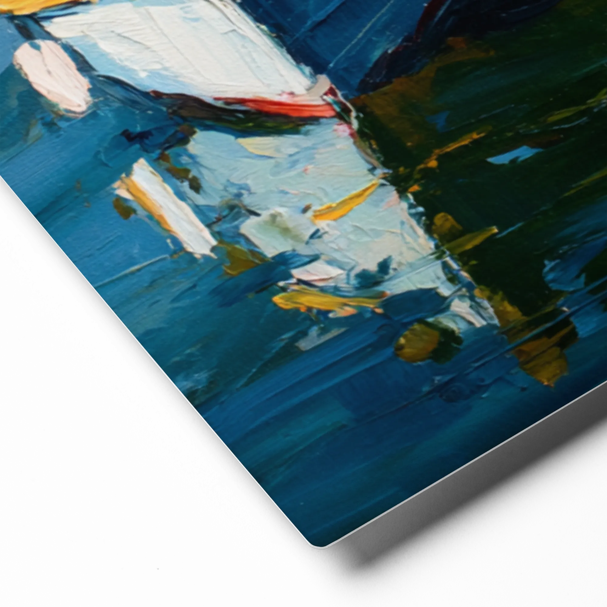 Tranquil Waters, Blue Boat | Art Print