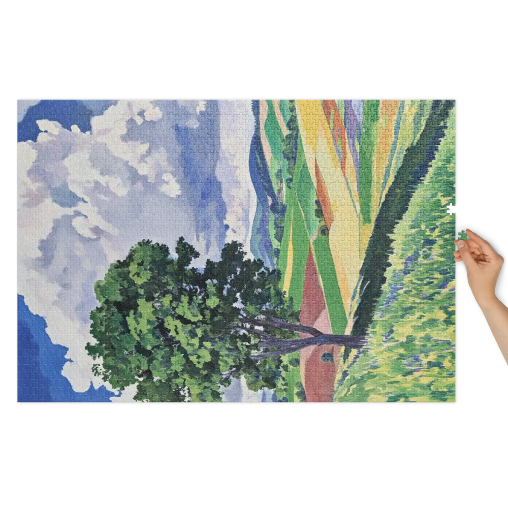 Lone Tree in Summer Fields 
 Jigsaw Puzzle in Tin Box