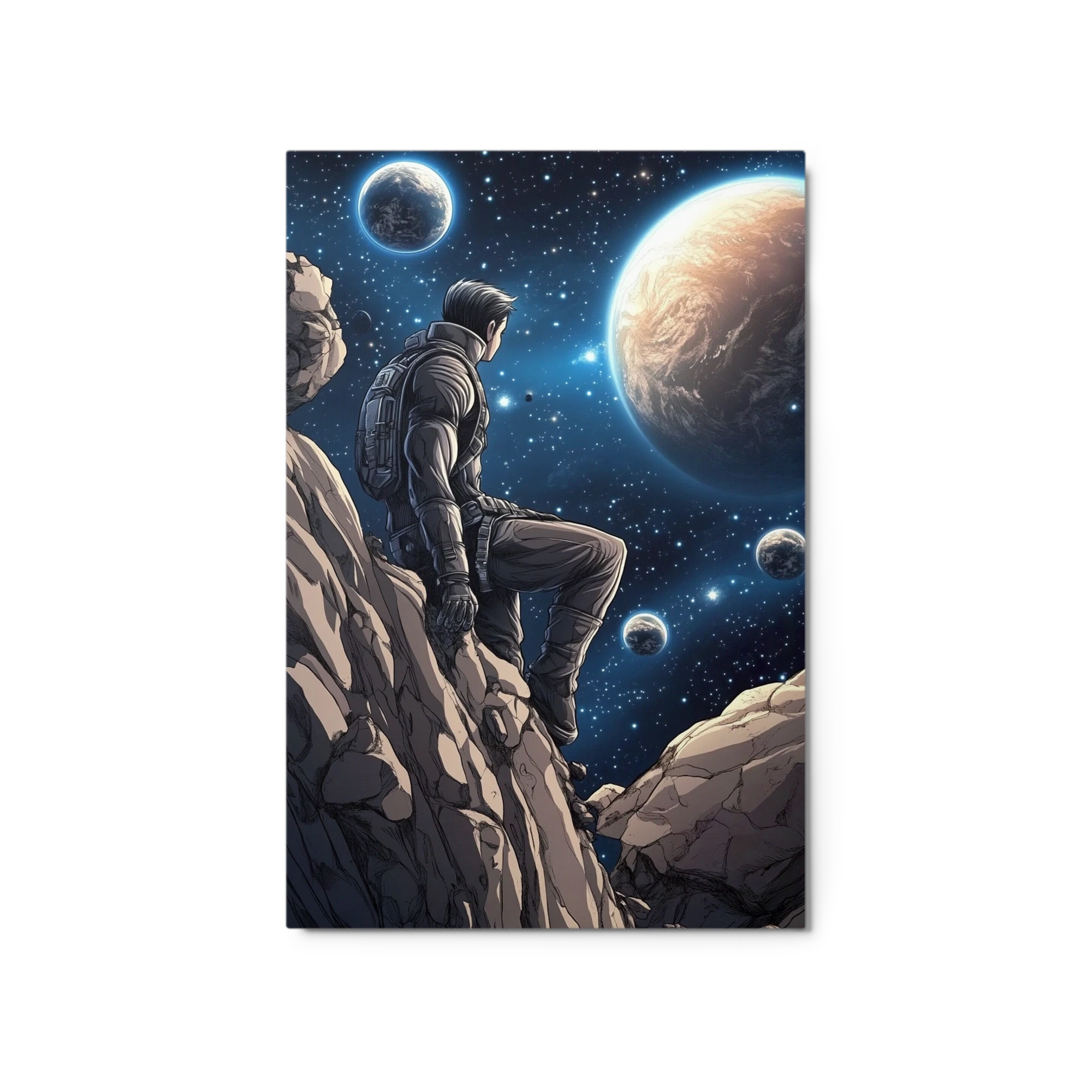 Astronaut Overlooking Distant Planets