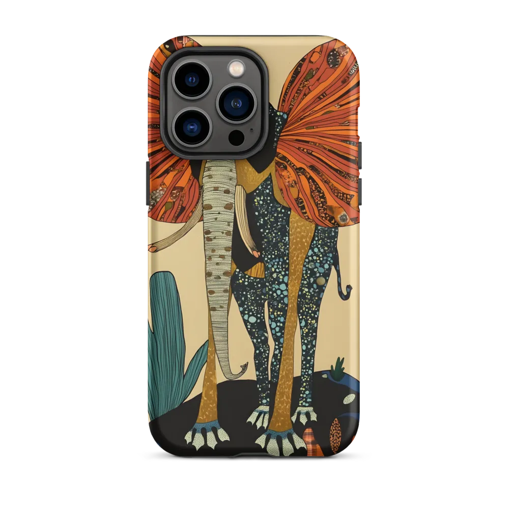 Stylized Elephant with Tropical Background | Phone Case