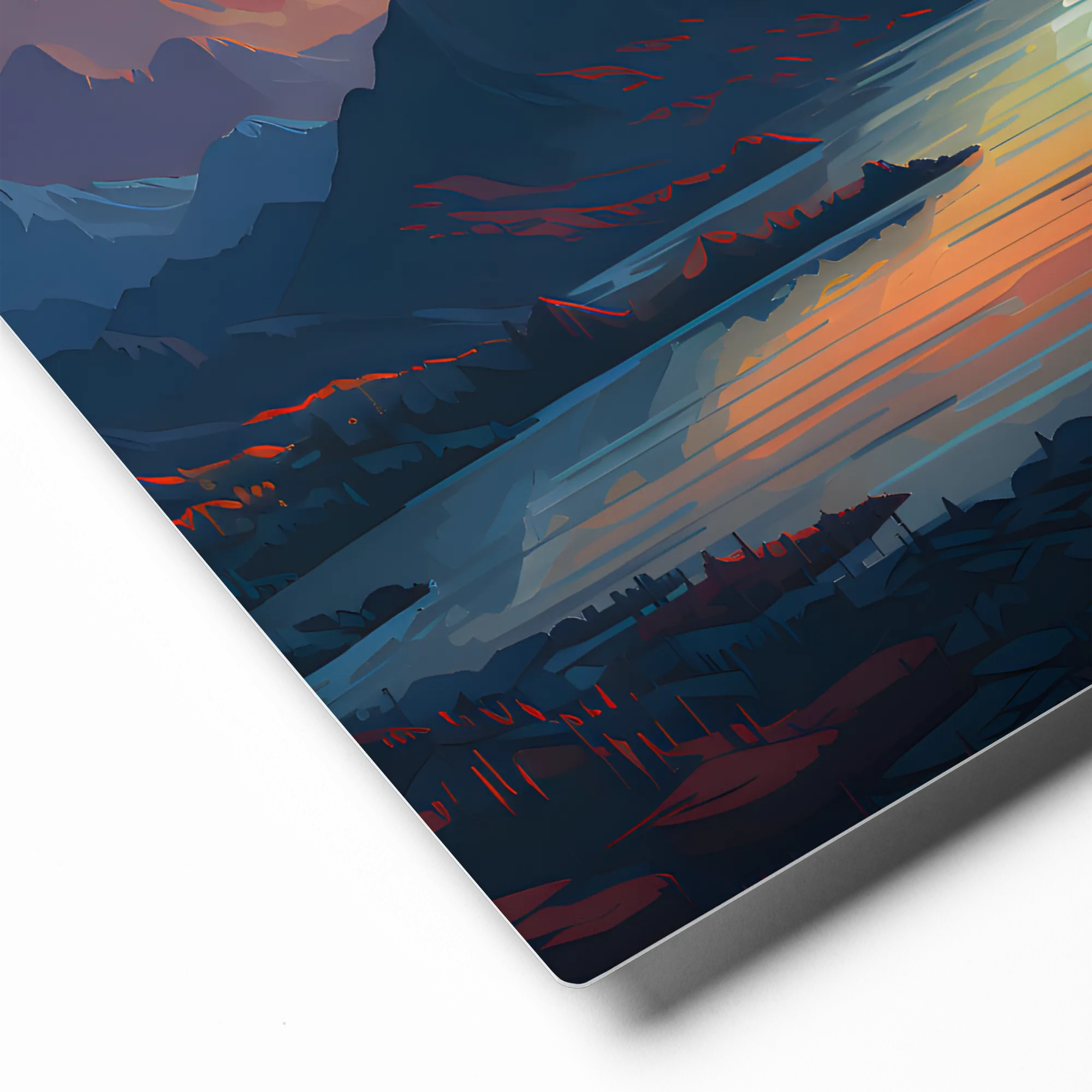 Fiery Sunset Over Mountains 
 Canvas | 12″x 12″