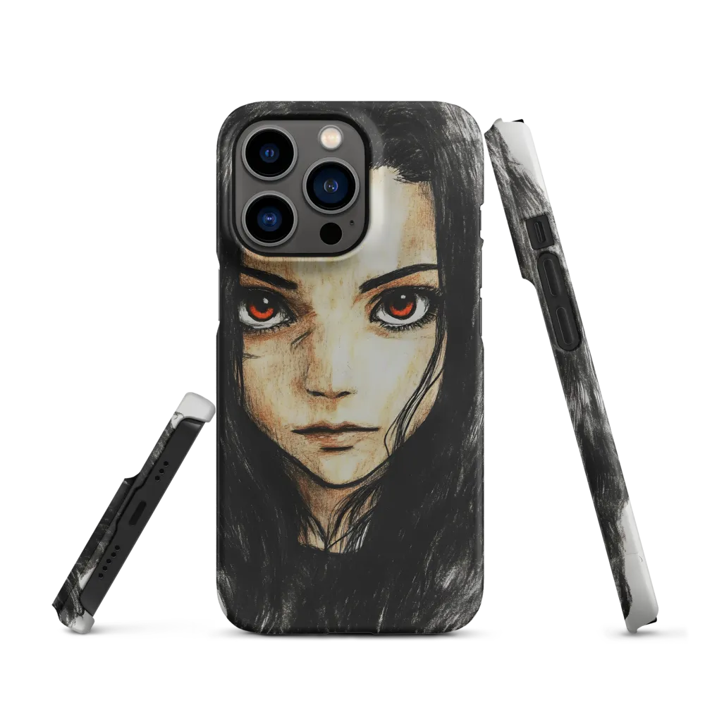 Female Character Portrait with Orange Eyes | Phone Case