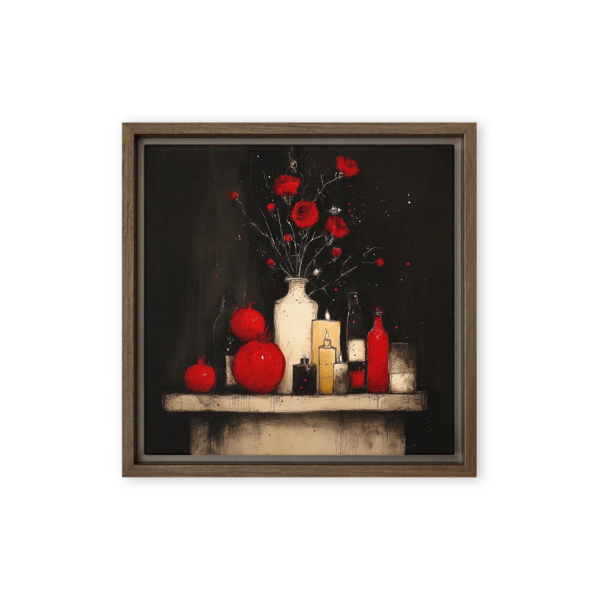 Pomegranates and Red Roses